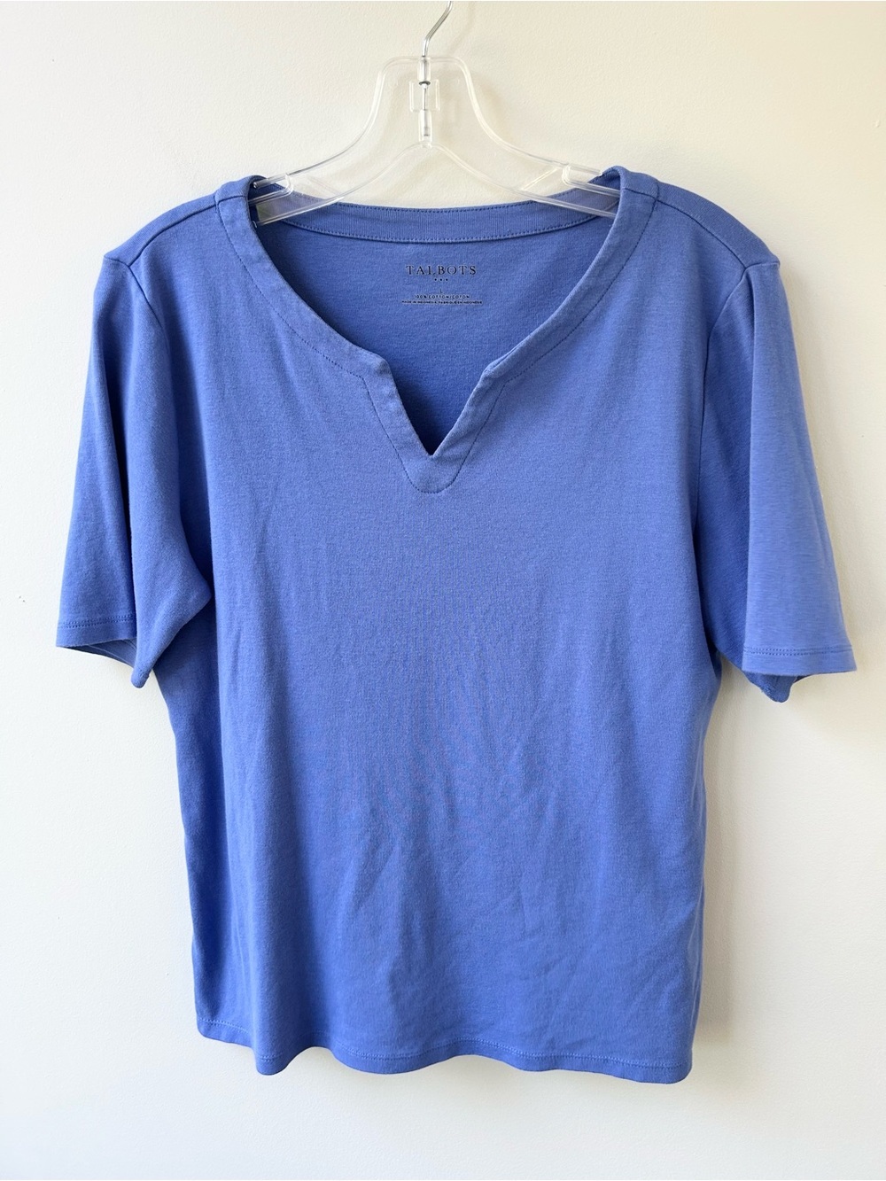 Talbots women’s notched neck cotton knit t-shirt